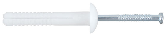 Ancoras de parede de nylon de unhas brancas cabeça redonda perfil baixo acabamento 5 mm x 25 mm